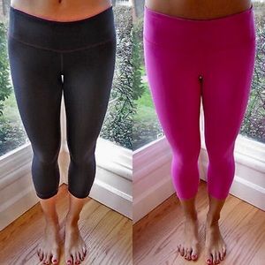 Lululemon Pink/Black Reversible Wunder Under Crops